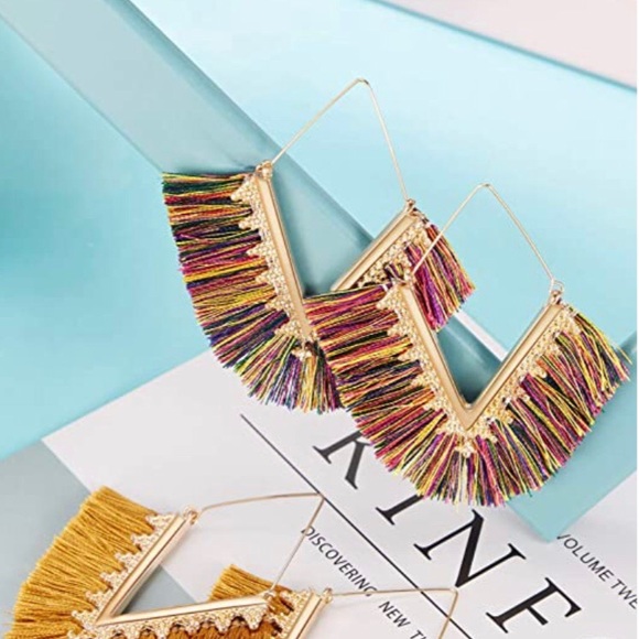 Tassel earrings set of 3 boho bohemian fringe new - Picture 5 of 7